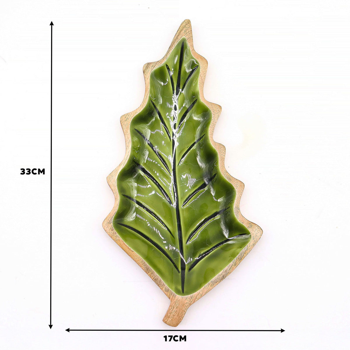 Lost in the Forrest - Enamel Leaf Wooden Bowl - 33x17cm - Lost in the Forest - Wooden Decorations & Bowls | Hearth & Amble