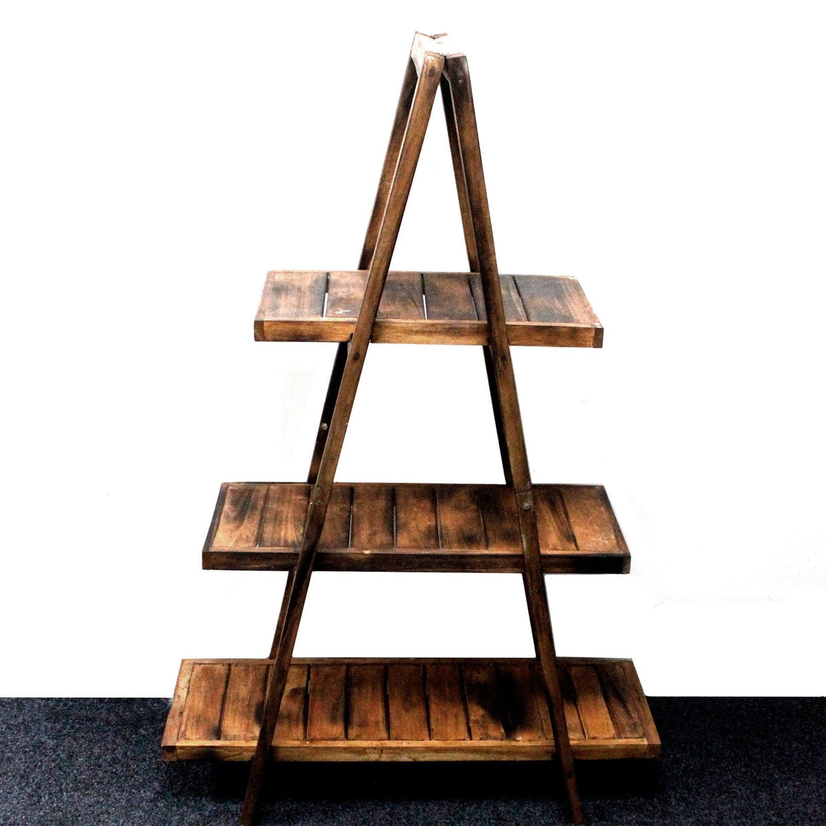 Folding Wooden A-Frame Shelf â€“ Brown