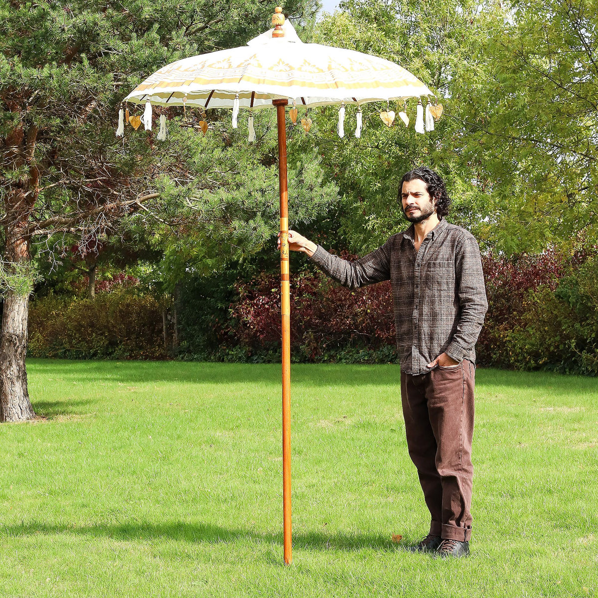 Bali Patio Parasol - Canvas - Natural Decor - 1.5m