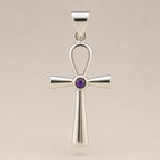 Indian Devotional Pendant - Silver Plated (45cm Cord)- Ankh Symbol of Eternal Life