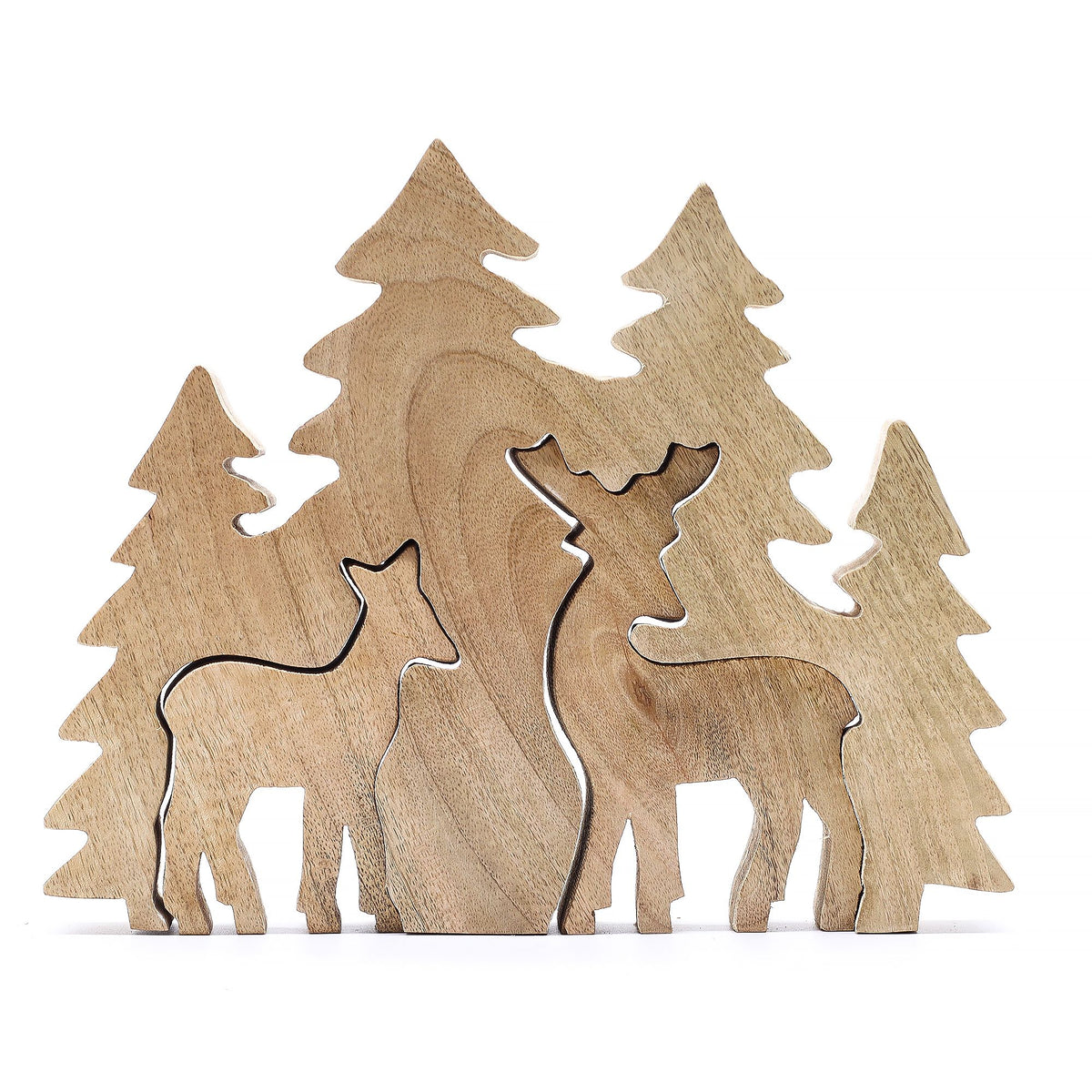 Lost in the Forrest - Two Dear in the Forrest 3D Wooden Decoration - 18x23cm - Lost in the Forest - Wooden Decorations & Bowls | Hearth & Amble