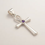 Indian Devotional Pendant - Silver Plated (45cm Cord)- Ankh Symbol of Eternal Life