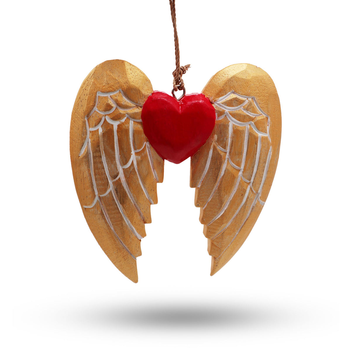 Gold Xmas Angel Wing & Heart - white detail - Christmas Decorations | Hearth & Amble