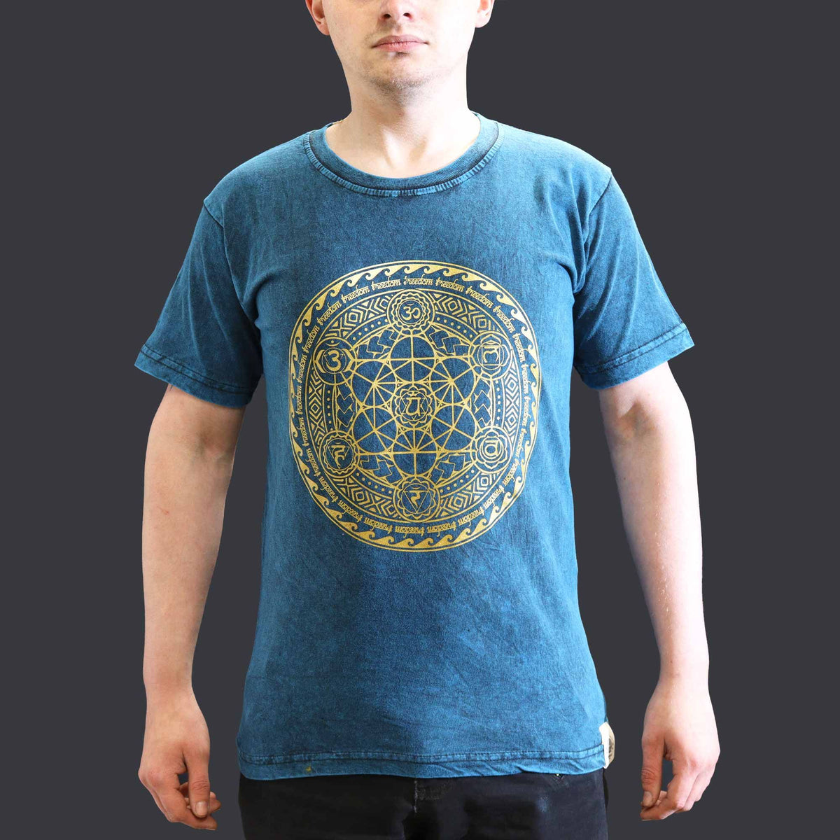 Nomad Sari Stonewashed Cotton T-Shirt â€“ Chakra â€“ Blue â€“ Small