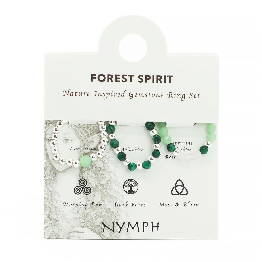 Nymph Spirit Gemstone Ring Set - Forest Spirit