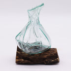 Molten Glass Fancy Mini Decanter on Wood 24cm