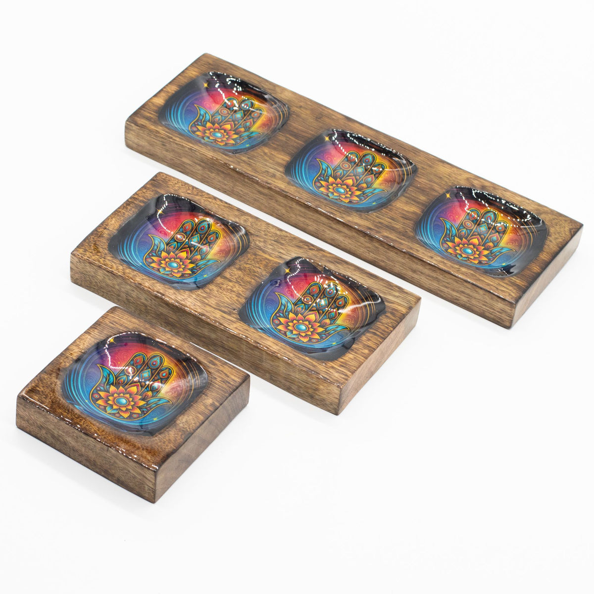 Med Enamelled Mango Tray Set - Hamsa