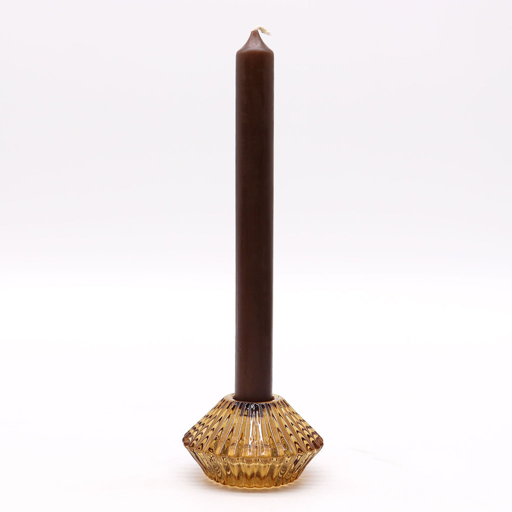 Flower Flip Dinner Candle / Tealight Holder - Antique Amber
