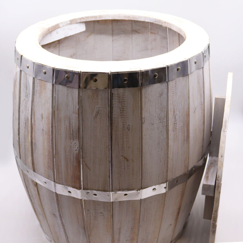 Beer Barrel Table â€“ Whitewash Wood 60 x 48.5 cm