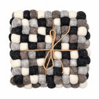 Felt Ball Square Coasters - Multi Grey colour (set of 4)