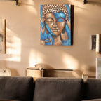Buddha Painting - Bronze & Blue Flower 75x55cm